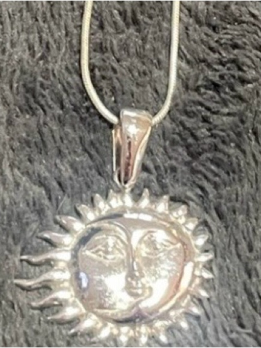 Sun/Moon Face Pendant Necklace in Sterling Silver